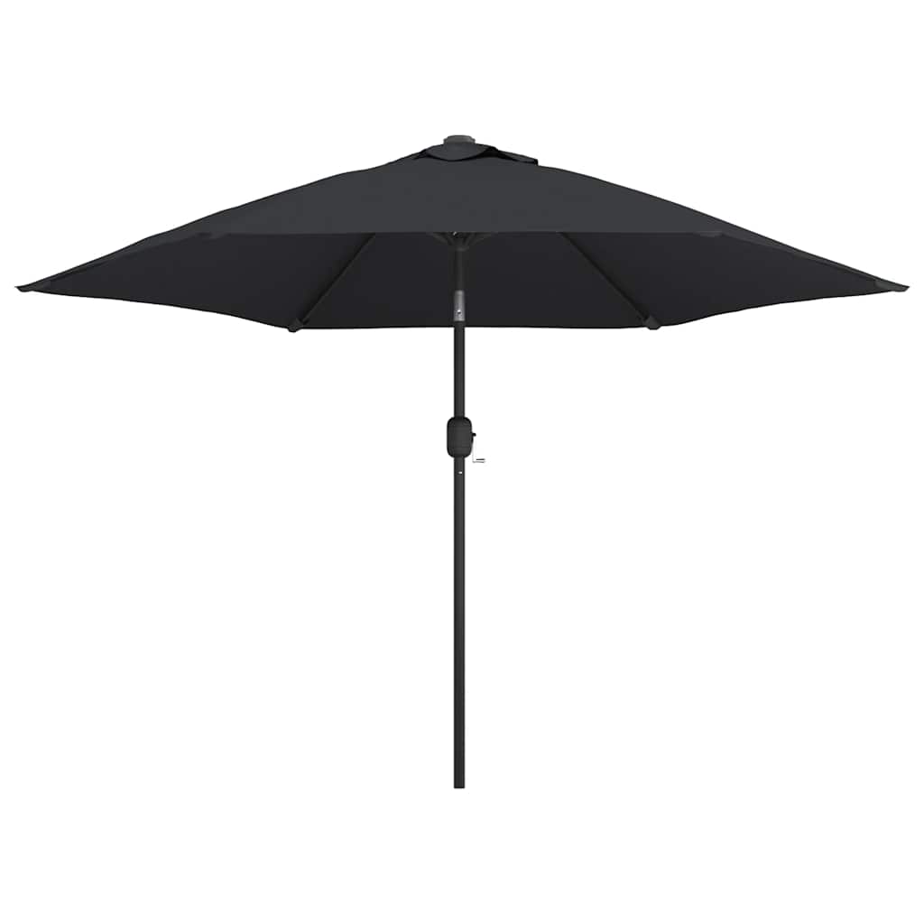vidaXL Parasol ogrodowy z LED i stalowym słupkiem, 300 cm, czarny