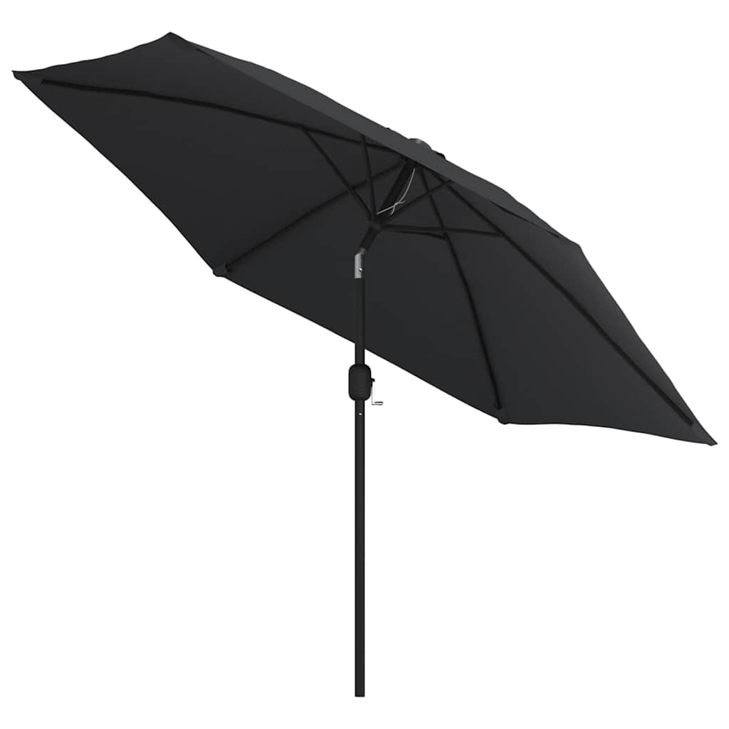 vidaXL Parasol ogrodowy z LED i stalowym słupkiem, 300 cm, czarny