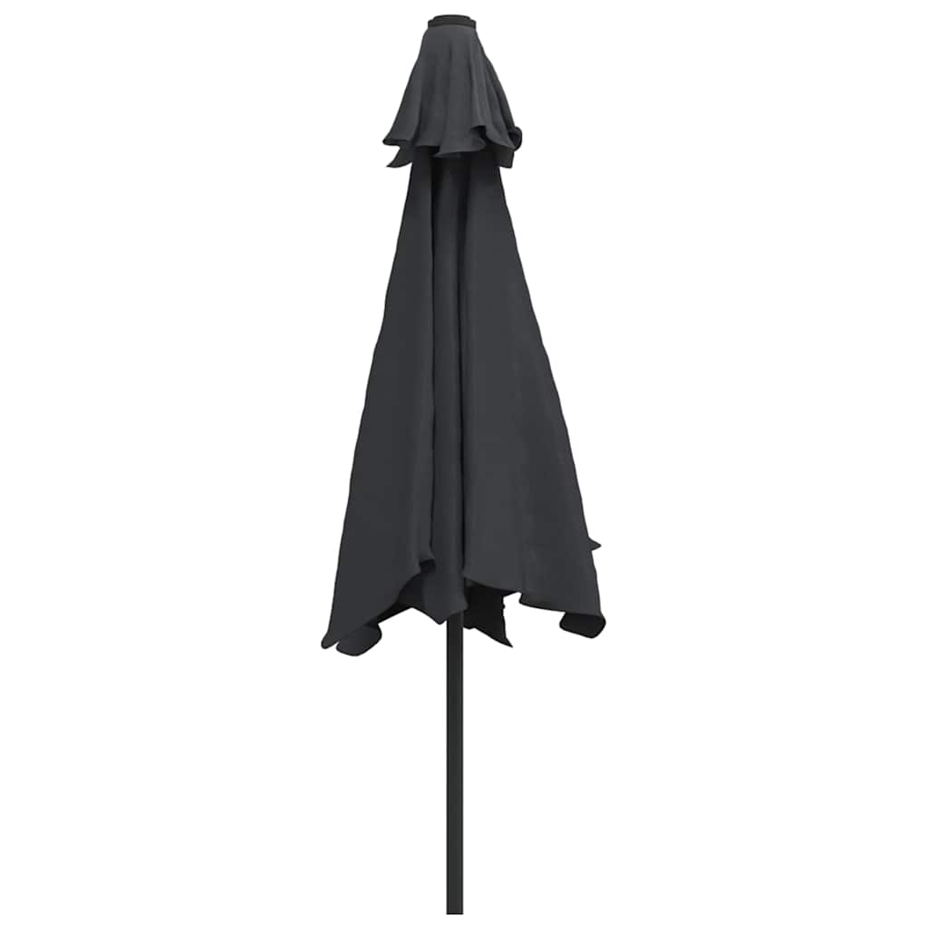 vidaXL Parasol ogrodowy z LED i stalowym słupkiem, 300 cm, czarny