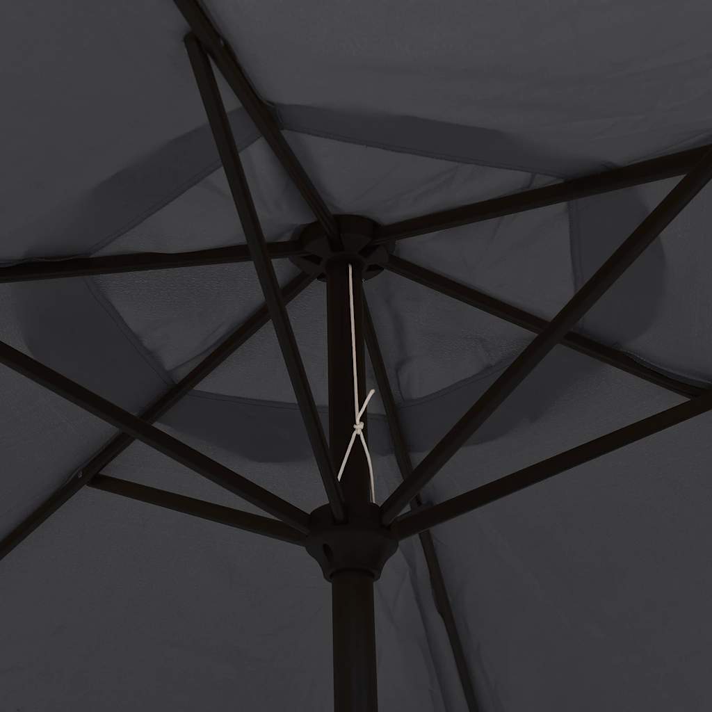 vidaXL Parasol ogrodowy z LED i stalowym słupkiem, 300 cm, czarny