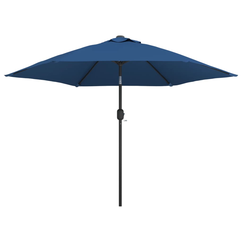vidaXL Parasol ogrodowy z LED i stalowym słupkiem, 300 cm, lazurowy