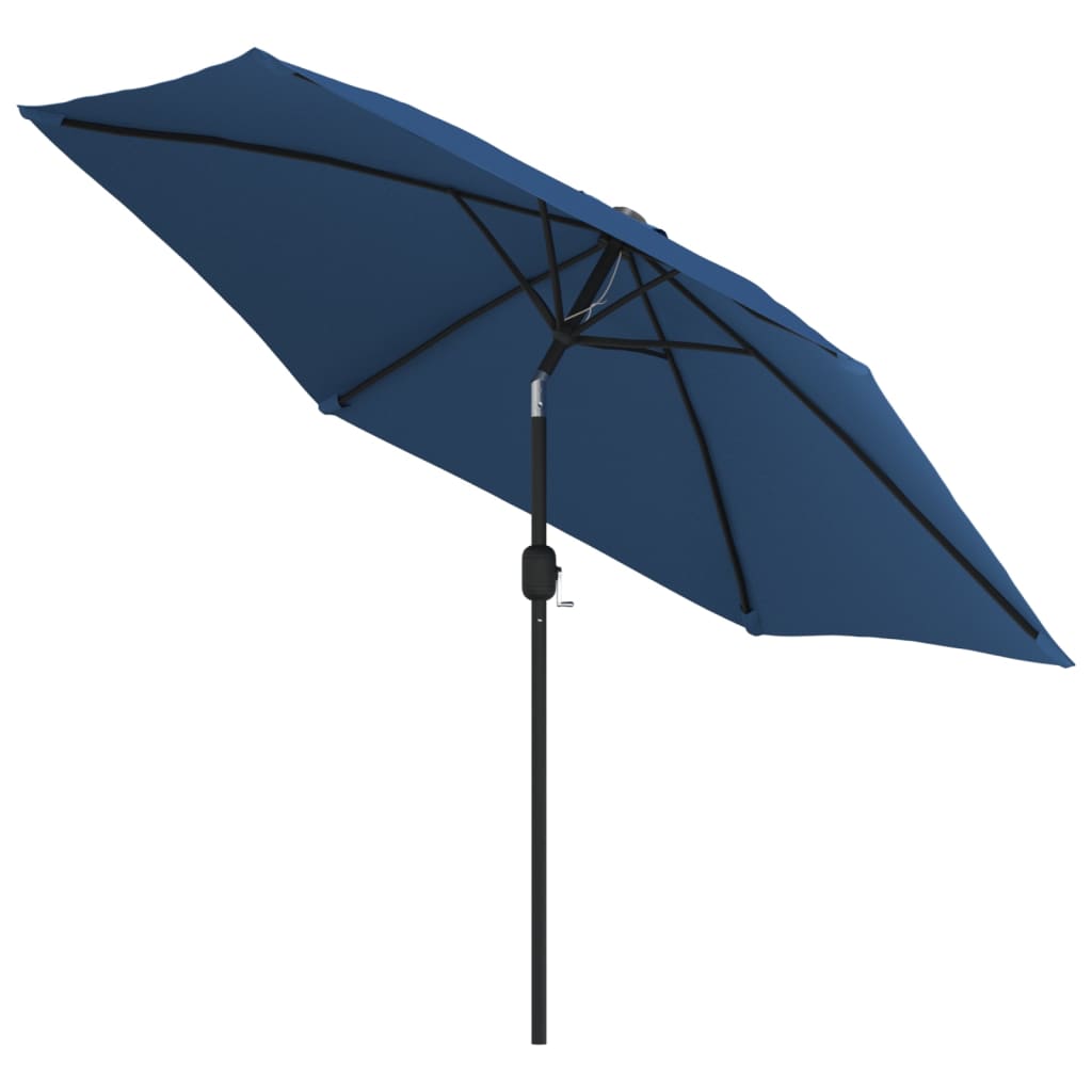 vidaXL Parasol ogrodowy z LED i stalowym słupkiem, 300 cm, lazurowy
