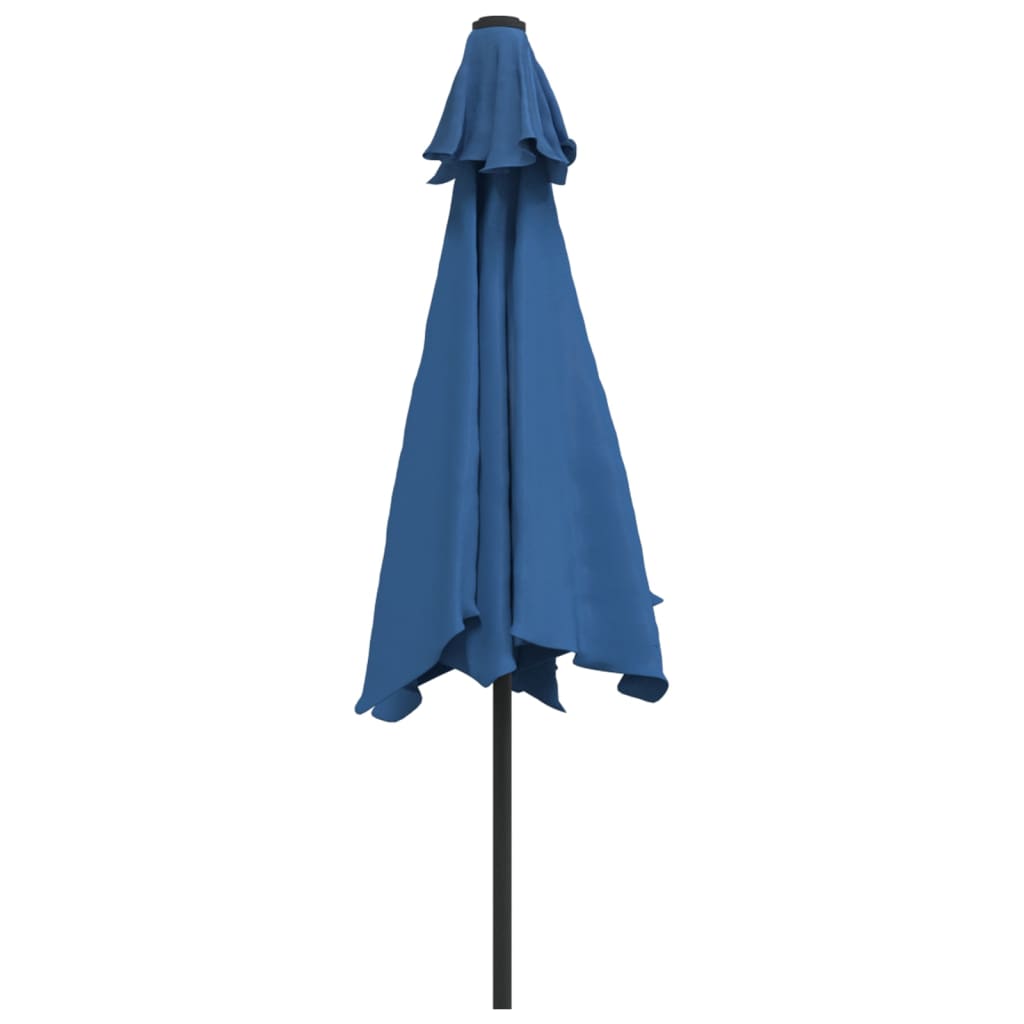 vidaXL Parasol ogrodowy z LED i stalowym słupkiem, 300 cm, lazurowy