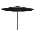 vidaXL Parasol ogrodowy na drewnianym słupku, 350 cm, czarny