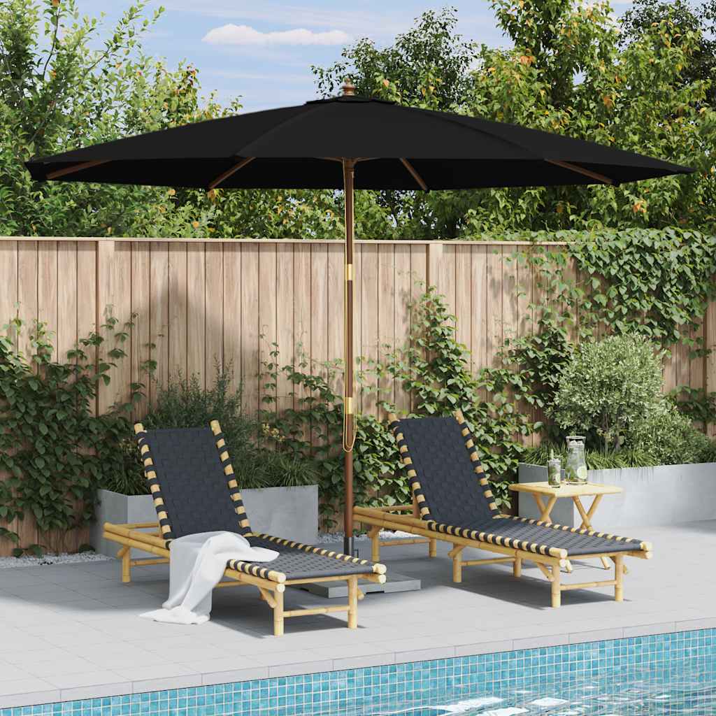 vidaXL Parasol ogrodowy na drewnianym słupku, 350 cm, czarny