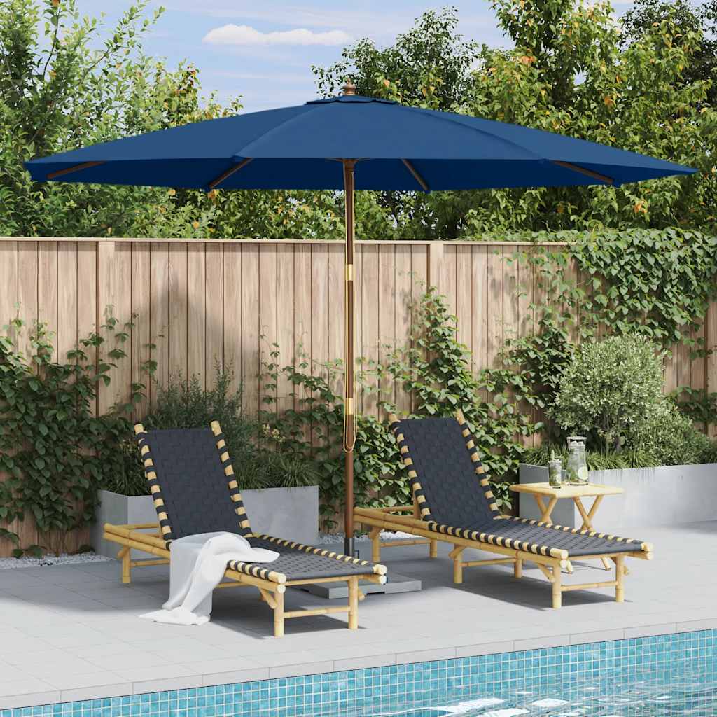 vidaXL Parasol ogrodowy na drewnianym słupku, 350 cm, niebieski
