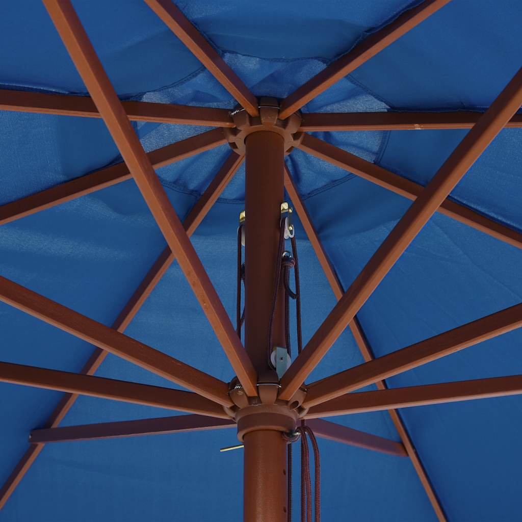 vidaXL Parasol ogrodowy na drewnianym słupku, 350 cm, niebieski