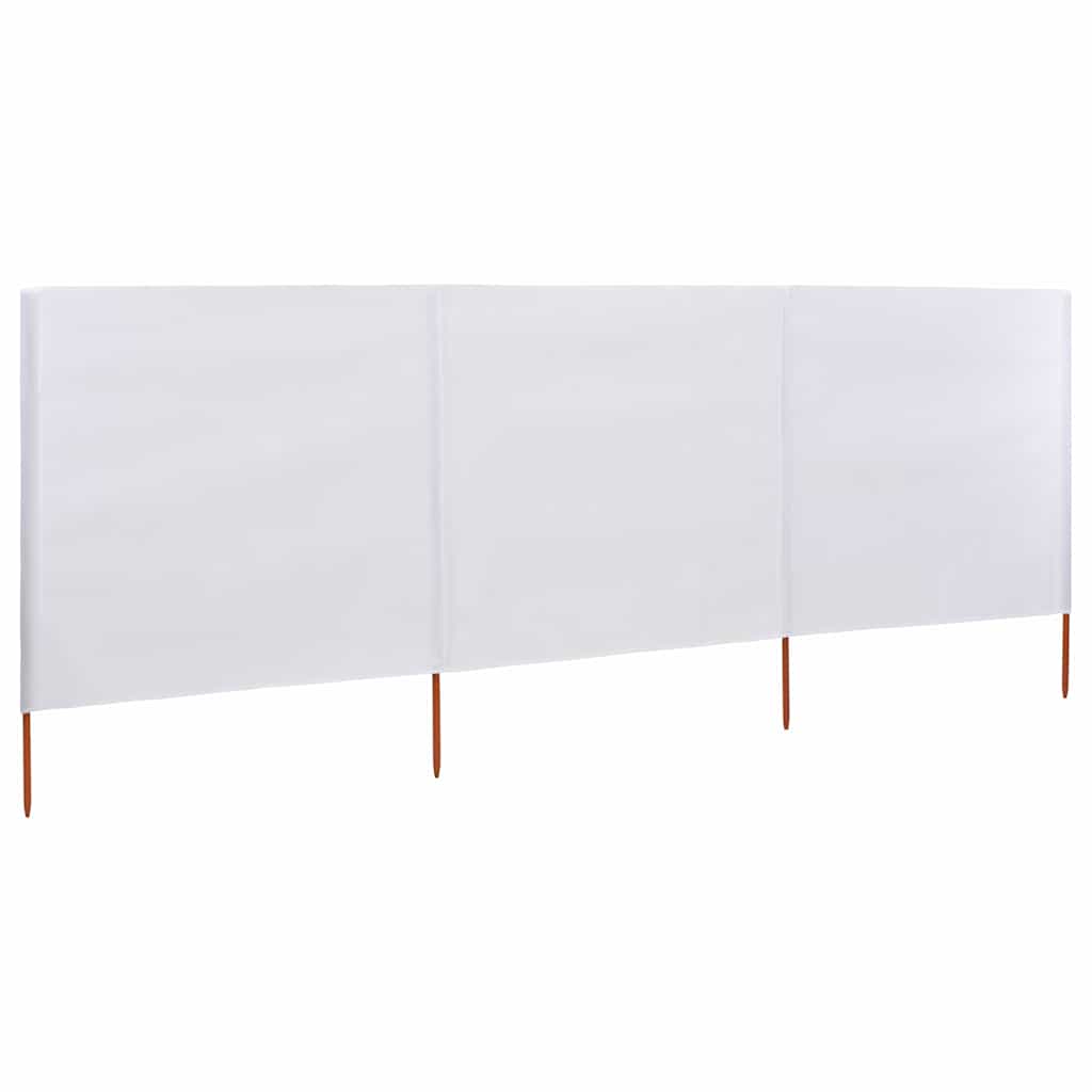 vidaXL Parawan 3-skrzydłowy z tkaniny, 400x80 cm, piaskowy biały