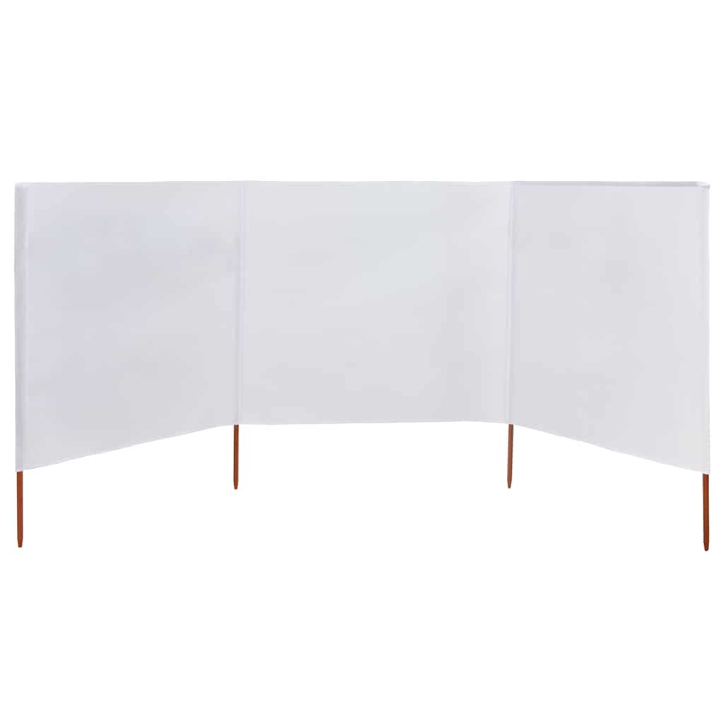 vidaXL Parawan 3-skrzydłowy z tkaniny, 400x80 cm, piaskowy biały