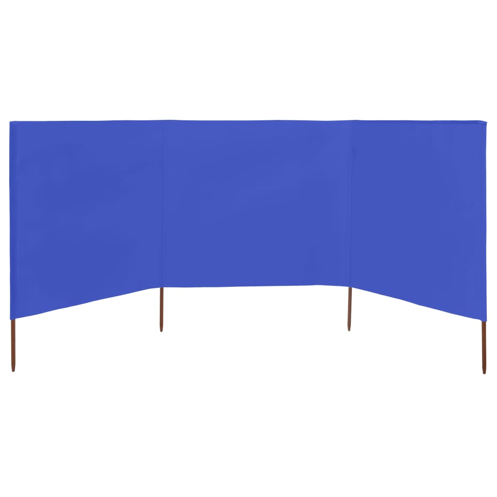 vidaXL Parawan 3-skrzydłowy z tkaniny, 400x80 cm, błękit lazur