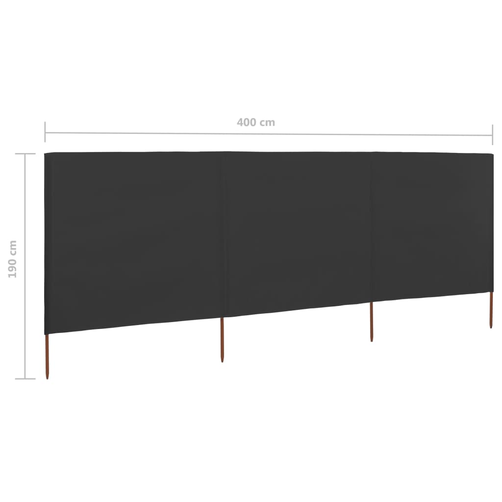vidaXL Parawan 3-skrzydłowy z tkaniny, 400x160 cm, antracytowy