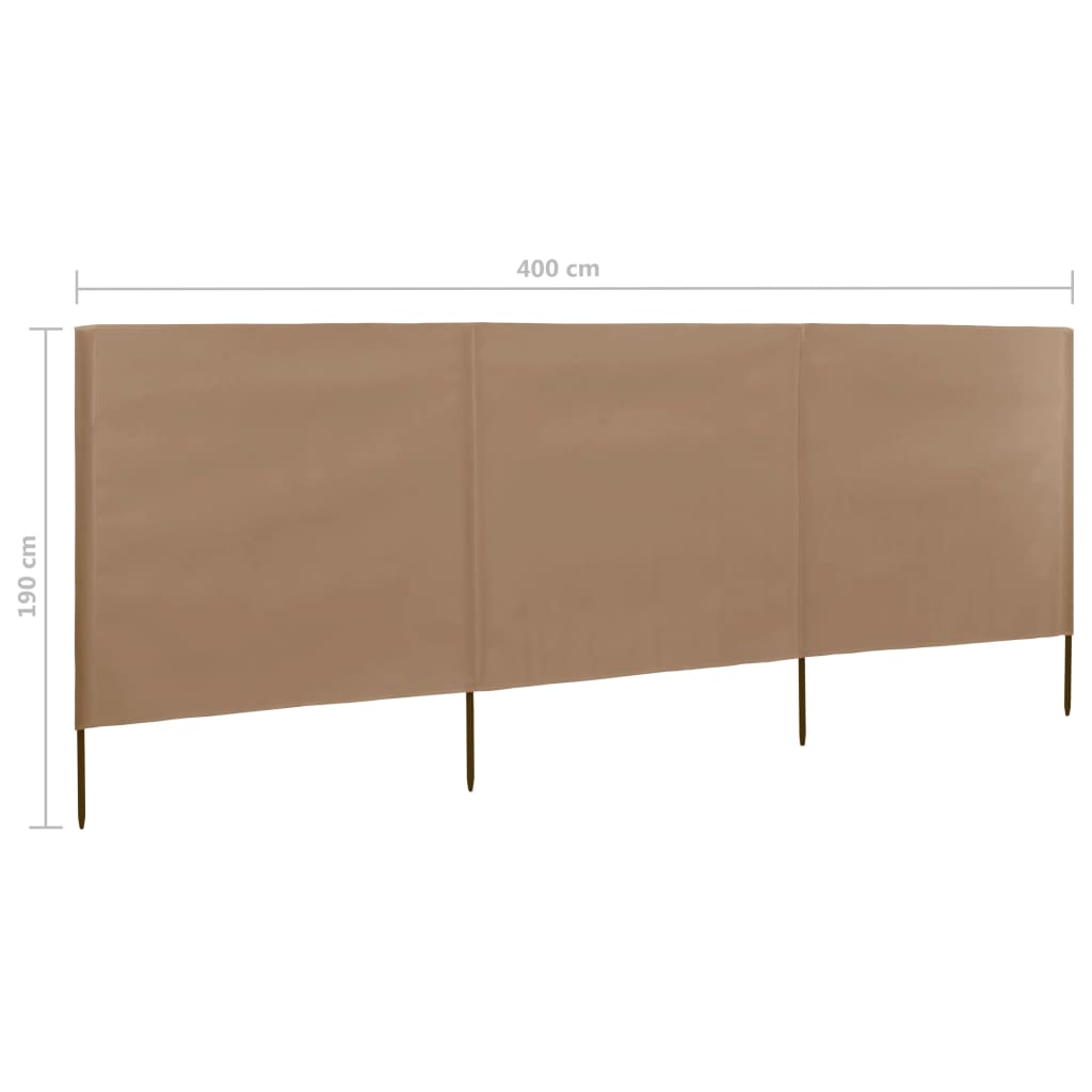 vidaXL Parawan 3-skrzydłowy z tkaniny, 400x160 cm, taupe