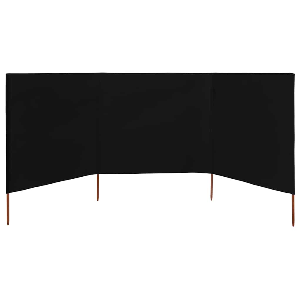 vidaXL Parawan 3-skrzydłowy z tkaniny, 400x160 cm, czarny
