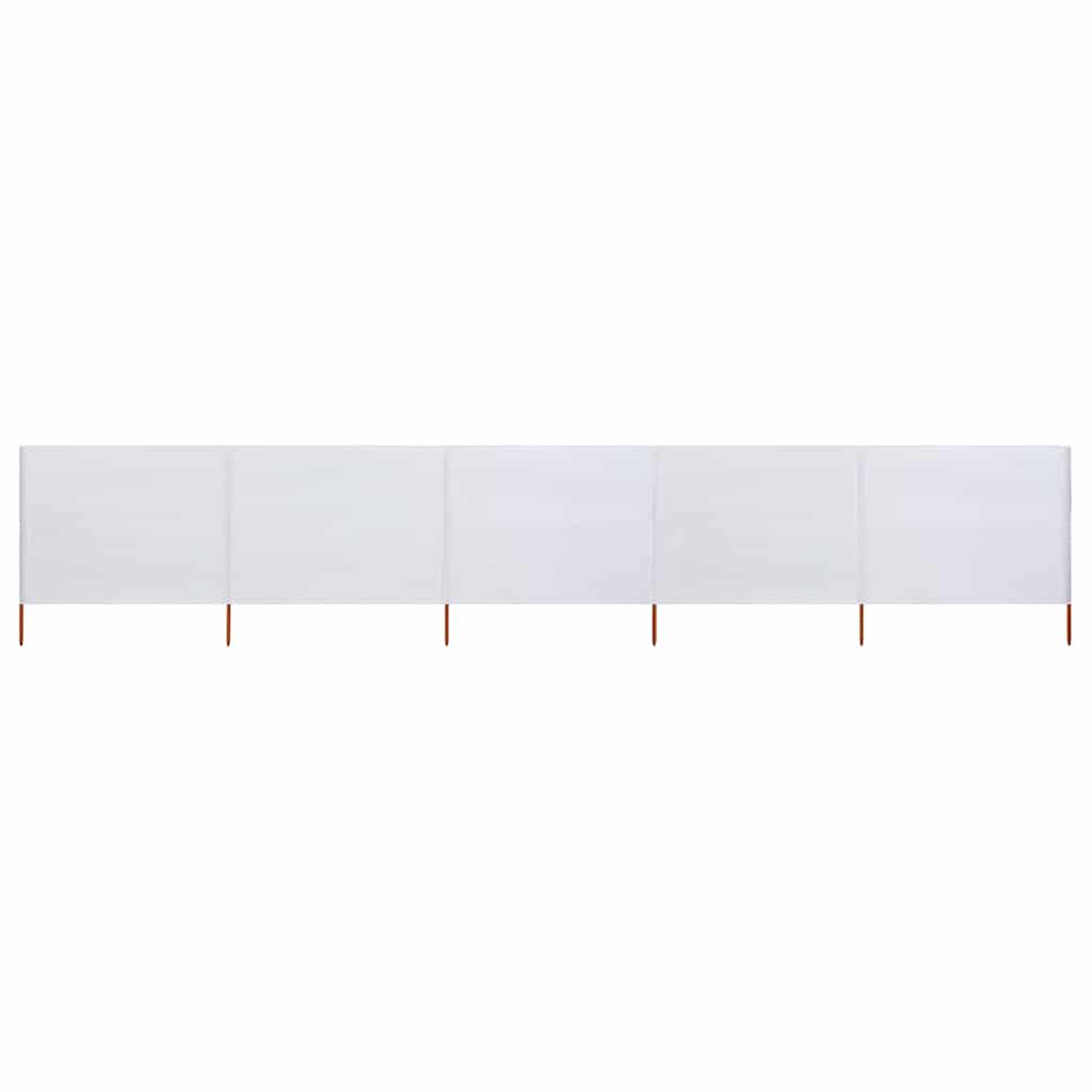 vidaXL Parawan 5-skrzydłowy z tkaniny, 600x80 cm, piaskowy biały