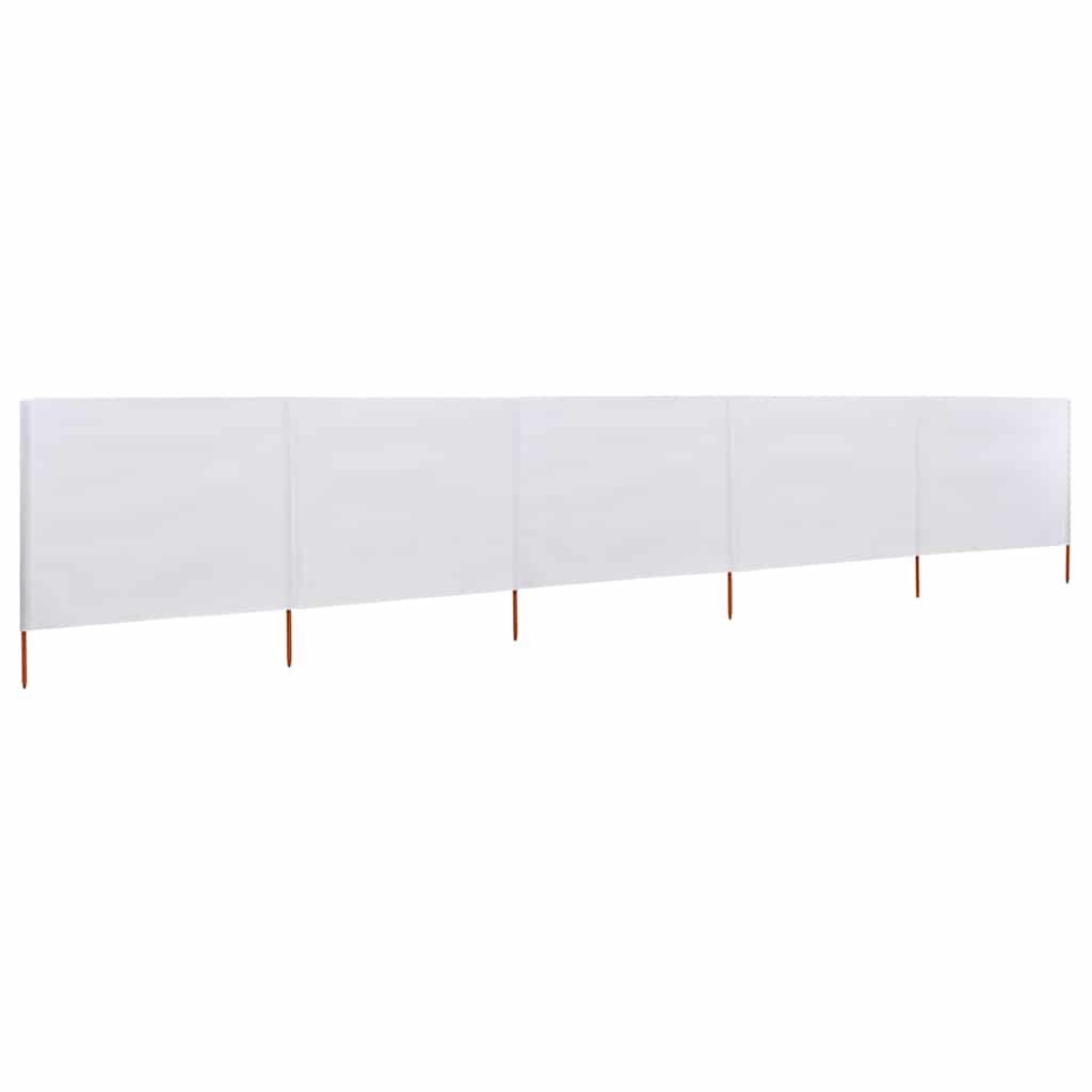 vidaXL Parawan 5-skrzydłowy z tkaniny, 600x80 cm, piaskowy biały