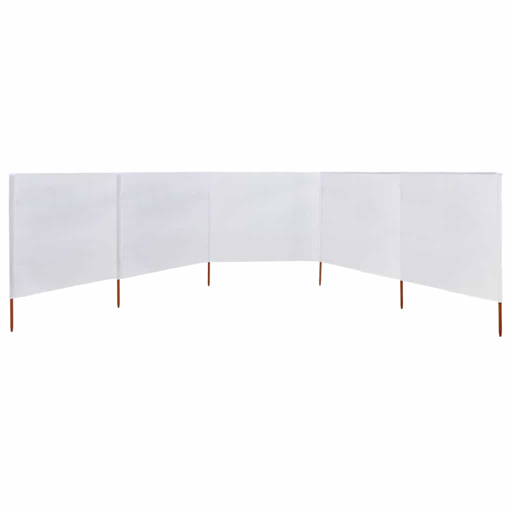 vidaXL Parawan 5-skrzydłowy z tkaniny, 600x80 cm, piaskowy biały