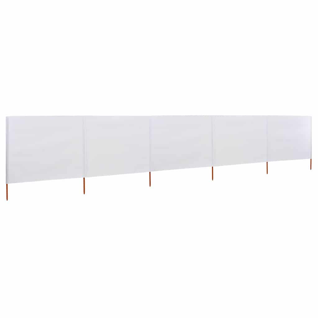 vidaXL Parawan 5-skrzydłowy z tkaniny, 600x120 cm, piaskowa biel