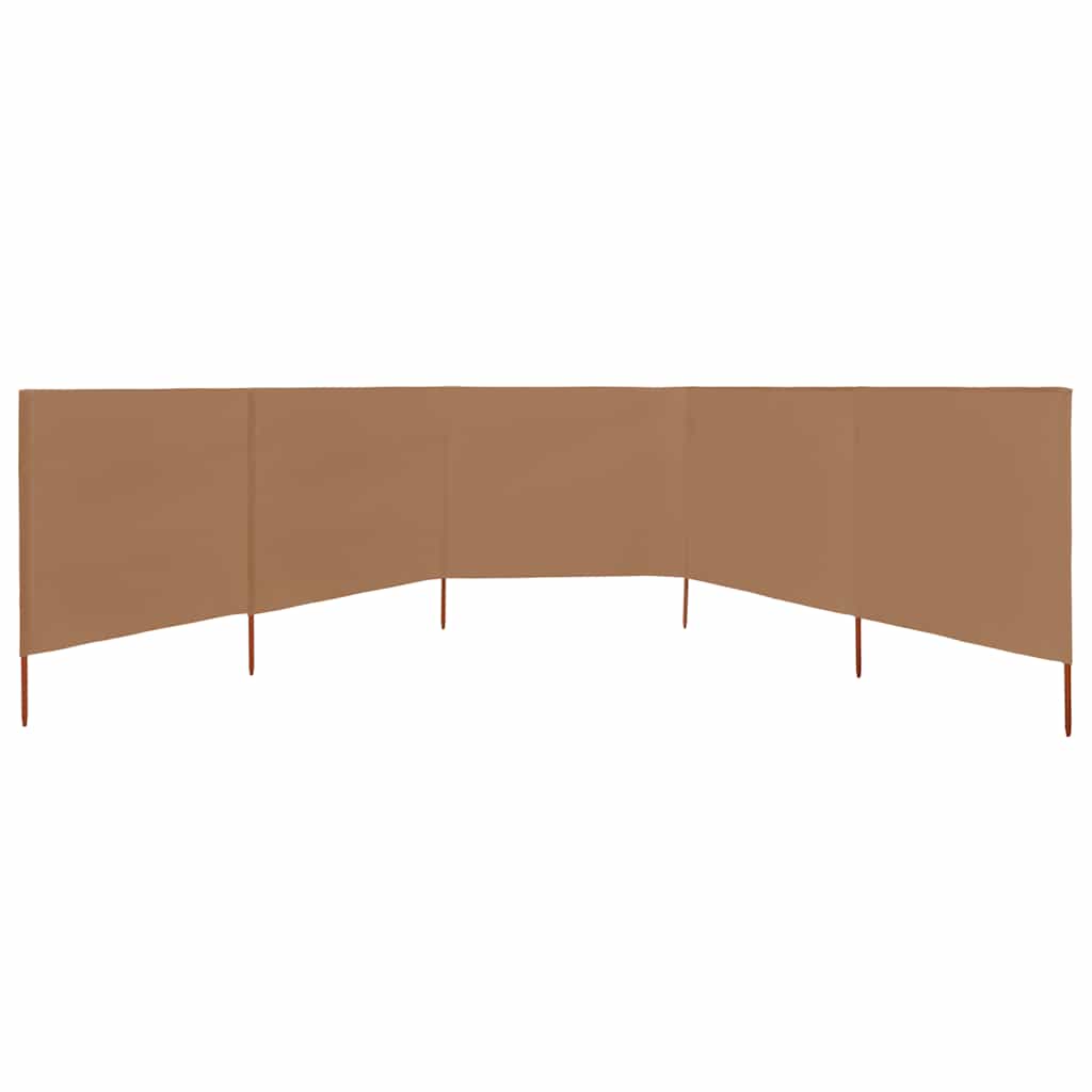 vidaXL Parawan 5-skrzydłowy z tkaniny, 600x120 cm, kolor taupe