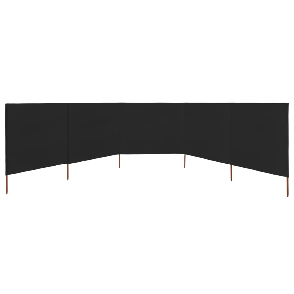 vidaXL Parawan 5-skrzydłowy z tkaniny, 600x120 cm, czarny