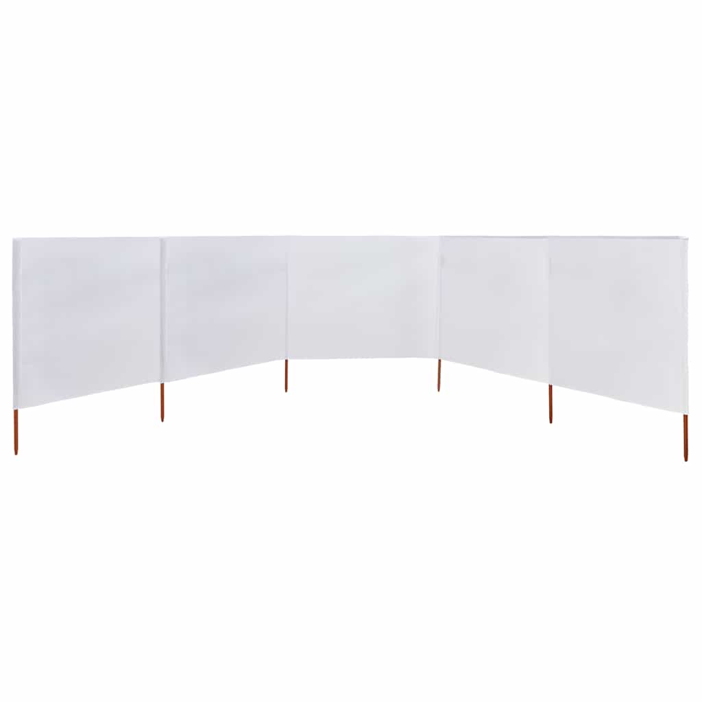 vidaXL Parawan 5-skrzydłowy z tkaniny, 600x160 cm, piaskowa biel