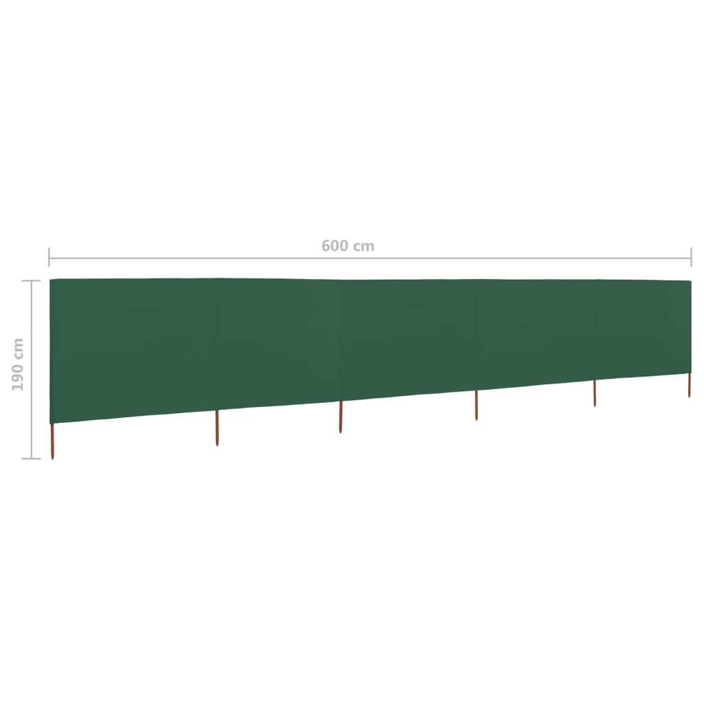 vidaXL Parawan 5-skrzydłowy z tkaniny, 600x160 cm, zielony