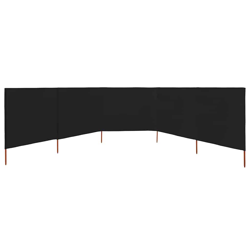 vidaXL Parawan 5-skrzydłowy z tkaniny, 600x160 cm, czarny