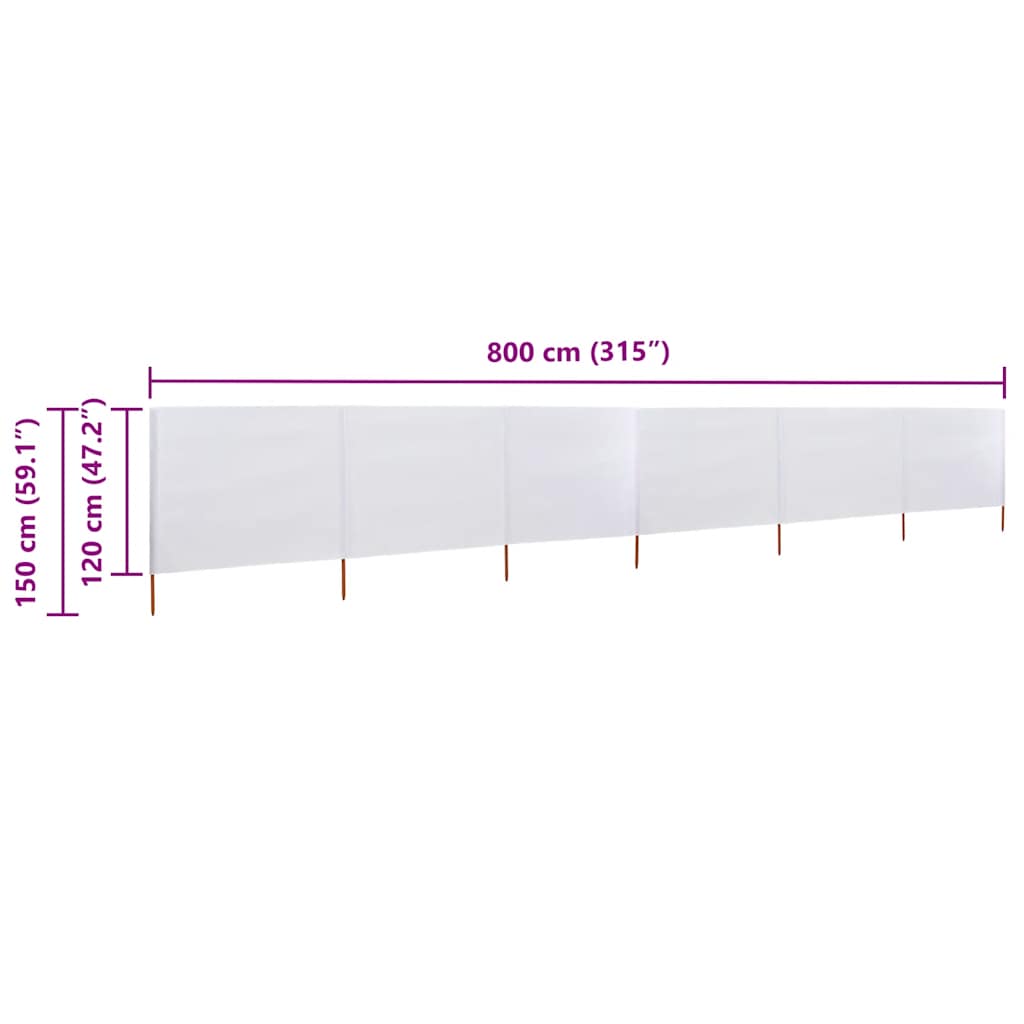 vidaXL Parawan 6-skrzydłowy z tkaniny, 800x120 cm, piaskowy