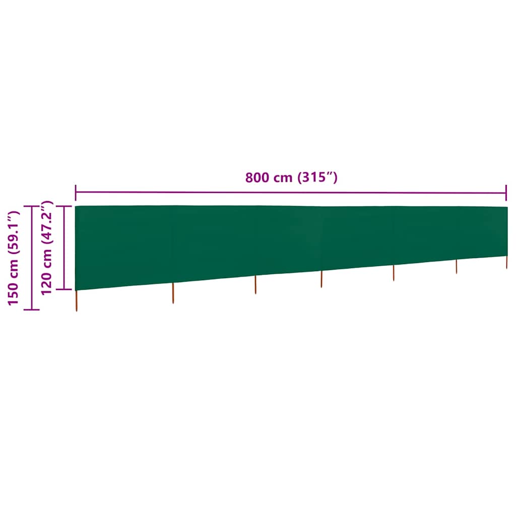 vidaXL Parawan 6-skrzydłowy z tkaniny, 800x120 cm, zielony