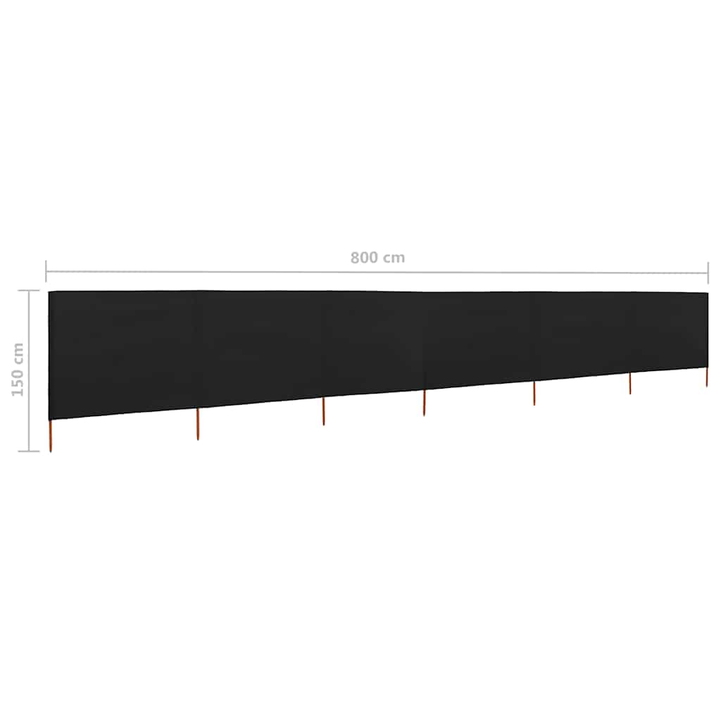 vidaXL Parawan 6-skrzydłowy z tkaniny, 800x120 cm, czarny