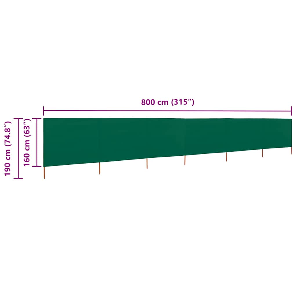 vidaXL Parawan 6-skrzydłowy z tkaniny, 800x160 cm, zielony
