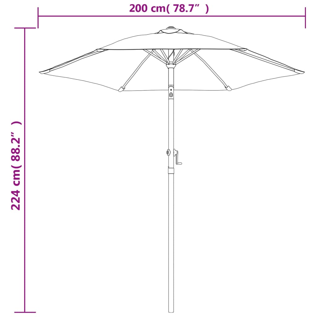 vidaXL Parasol, burgundowy, 200 x 224 cm, aluminium