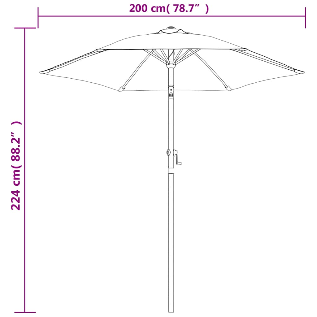 vidaXL Parasol, czarny, 200 x 224 cm, aluminium