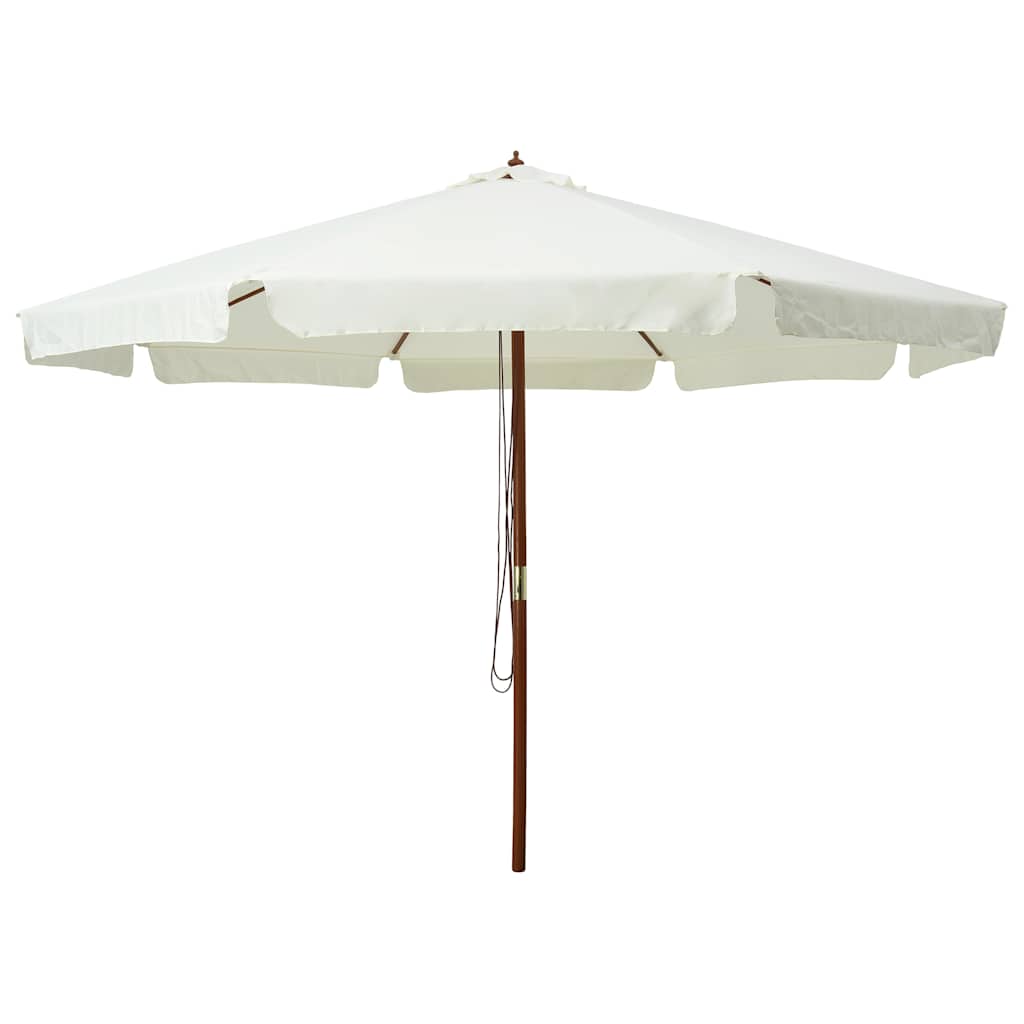 vidaXL Parasol ogrodowy na drewnianym słupku, 330 cm, piaskowa biel