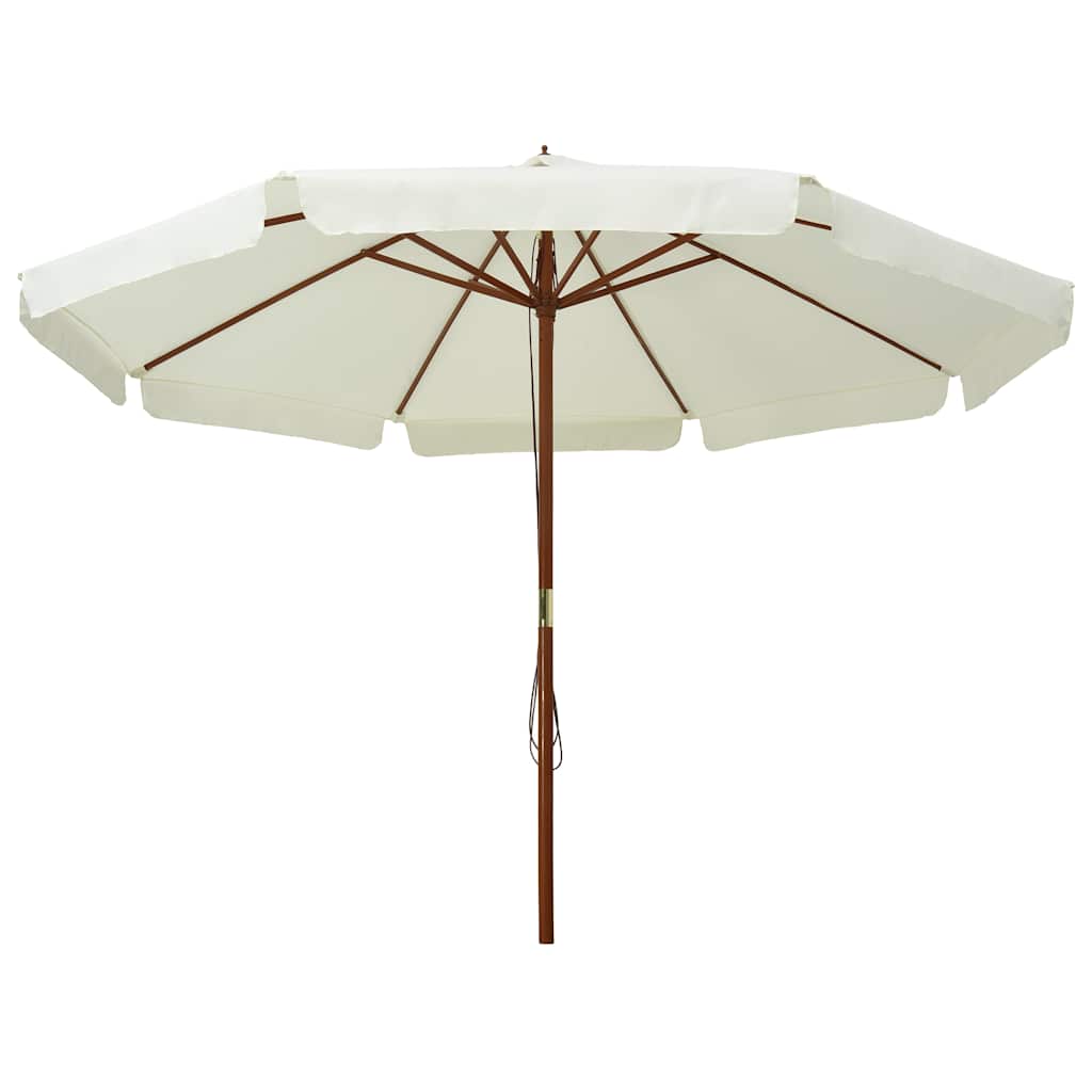 vidaXL Parasol ogrodowy na drewnianym słupku, 330 cm, piaskowa biel
