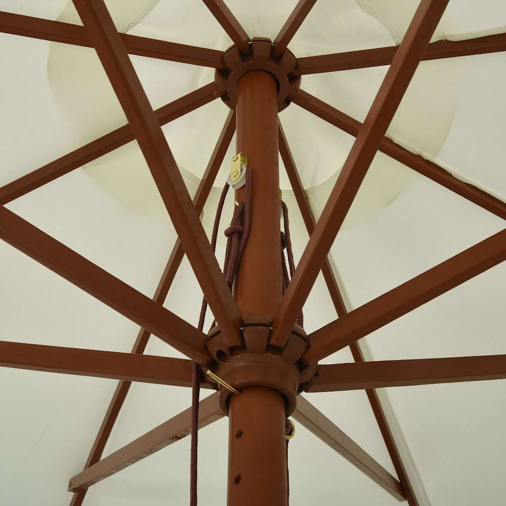 vidaXL Parasol ogrodowy na drewnianym słupku, 330 cm, piaskowa biel