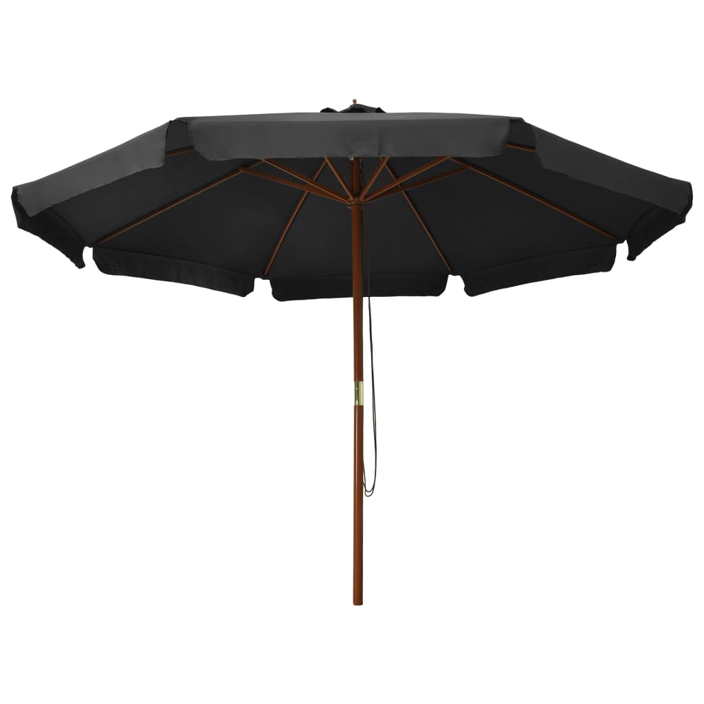 vidaXL Parasol ogrodowy na drewnianym słupku, 350 cm, antracytowy