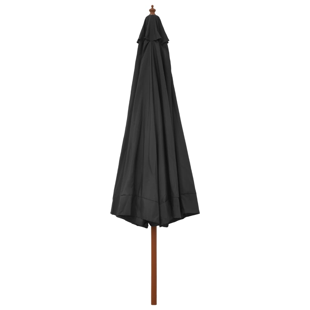 vidaXL Parasol ogrodowy na drewnianym słupku, 350 cm, antracytowy