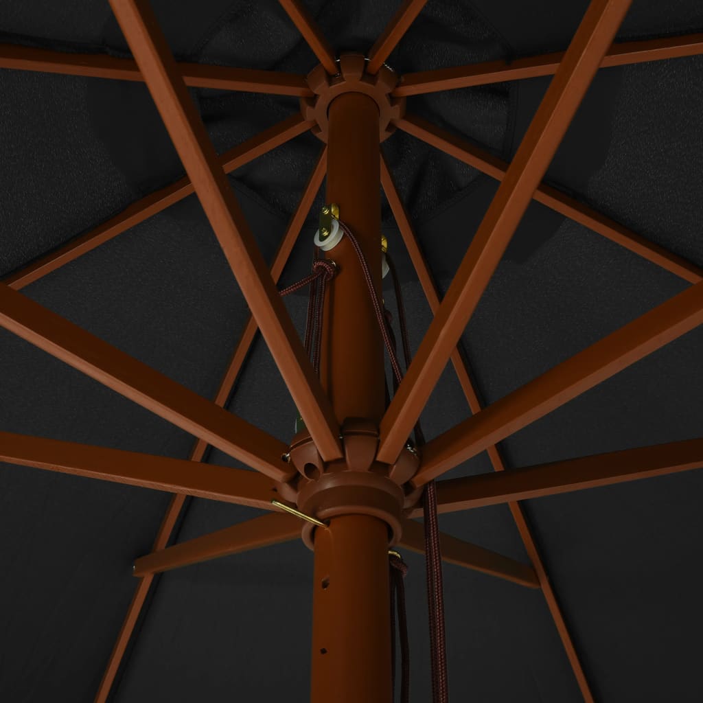 vidaXL Parasol ogrodowy na drewnianym słupku, 350 cm, antracytowy