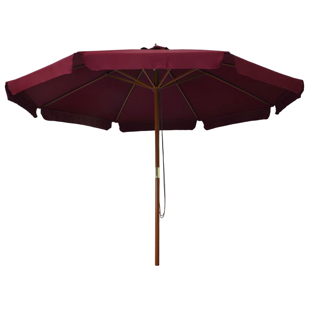 vidaXL Parasol ogrodowy na drewnianym słupku, 330 cm, burgundowy