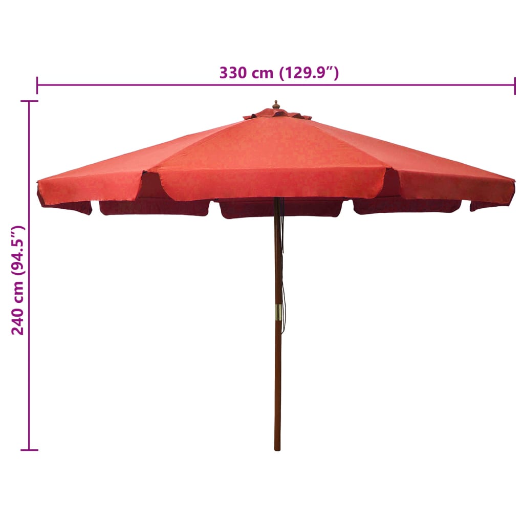 vidaXL Parasol ogrodowy na drewnianym słupku, 330 cm, terakota