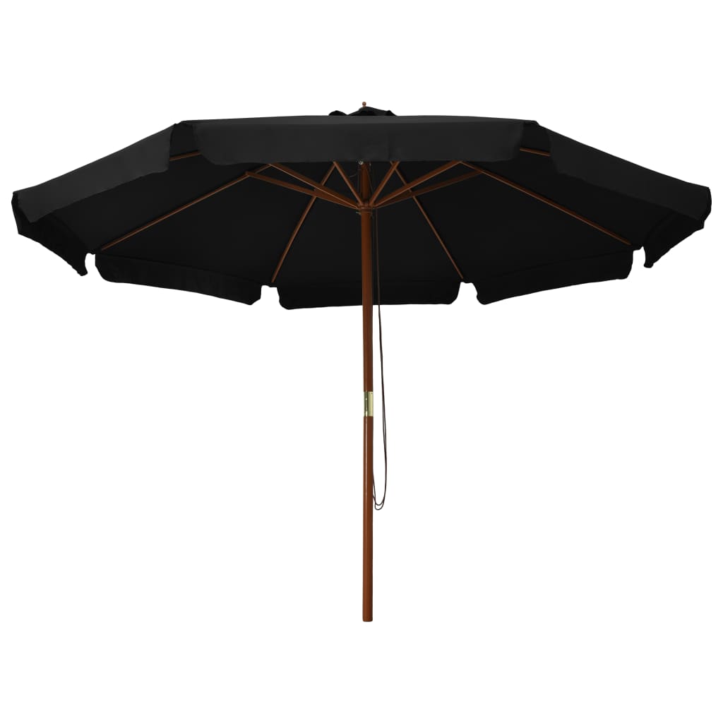 vidaXL Parasol ogrodowy na drewnianym słupku, 330 cm, czarny
