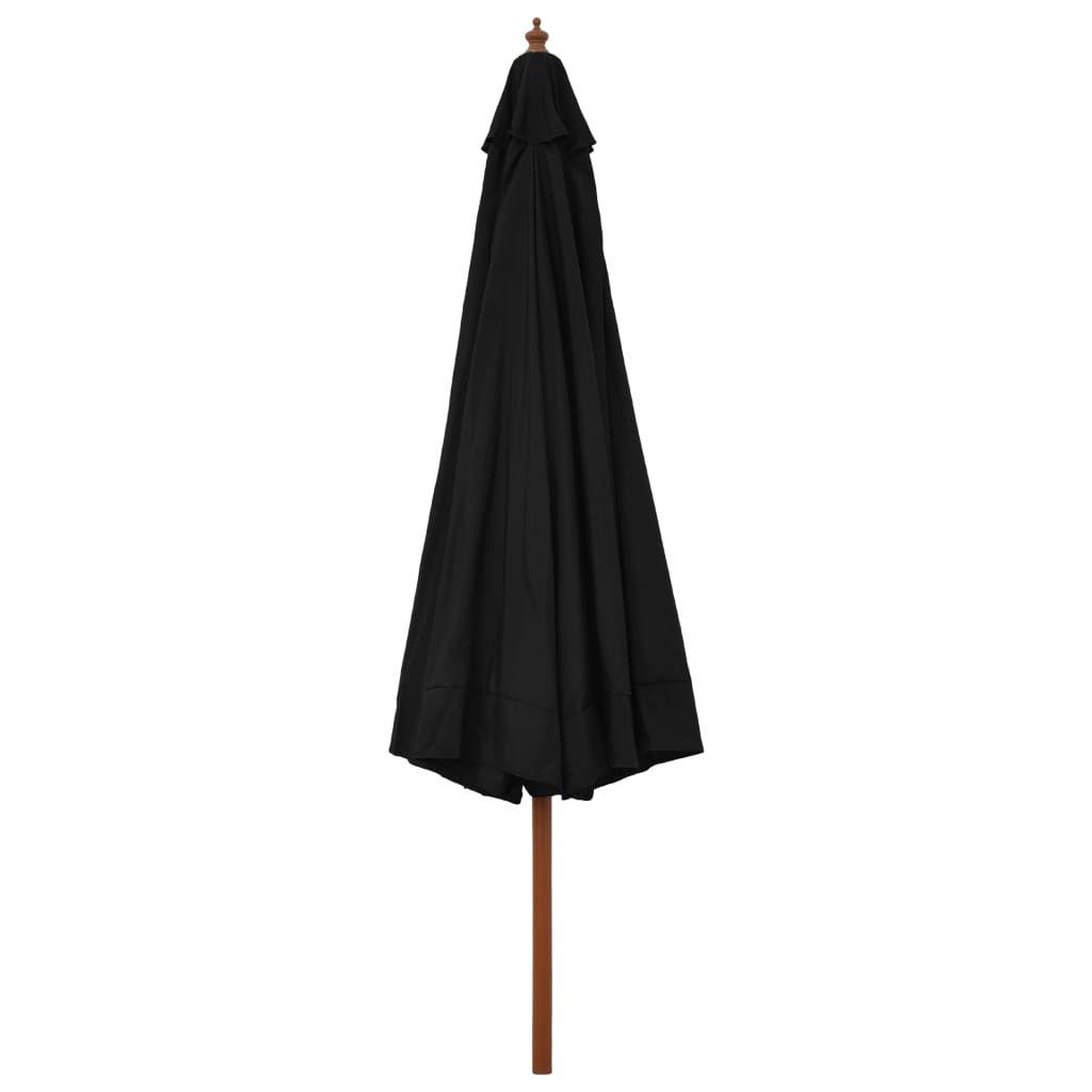 vidaXL Parasol ogrodowy na drewnianym słupku, 330 cm, czarny