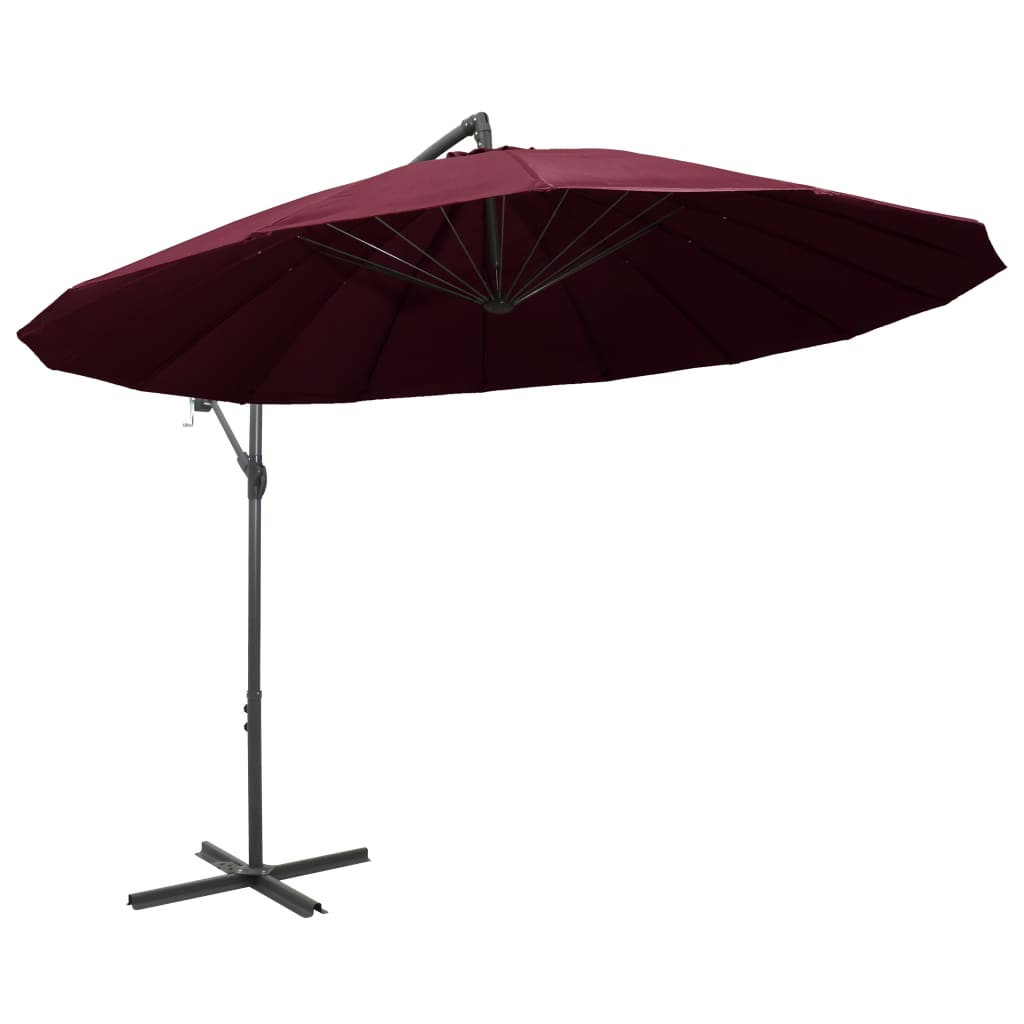 vidaXL Wiszący parasol ogrodowy, burgund, 3 m, słupek aluminiowy