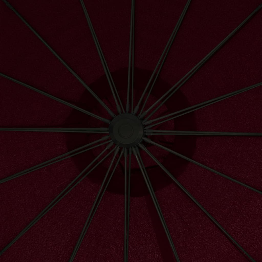 vidaXL Wiszący parasol ogrodowy, burgund, 3 m, słupek aluminiowy