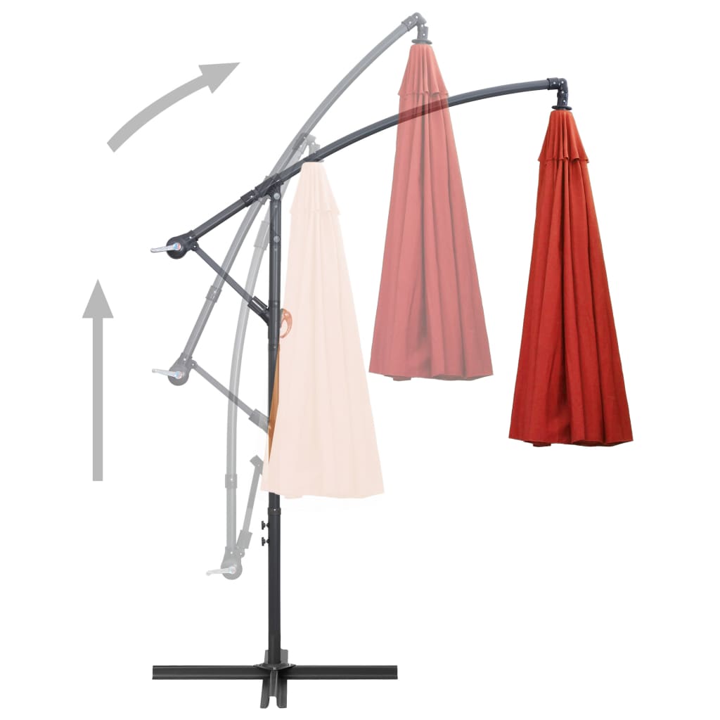 vidaXL Wiszący parasol, terakotowy, 3 m, aluminiowy słupek