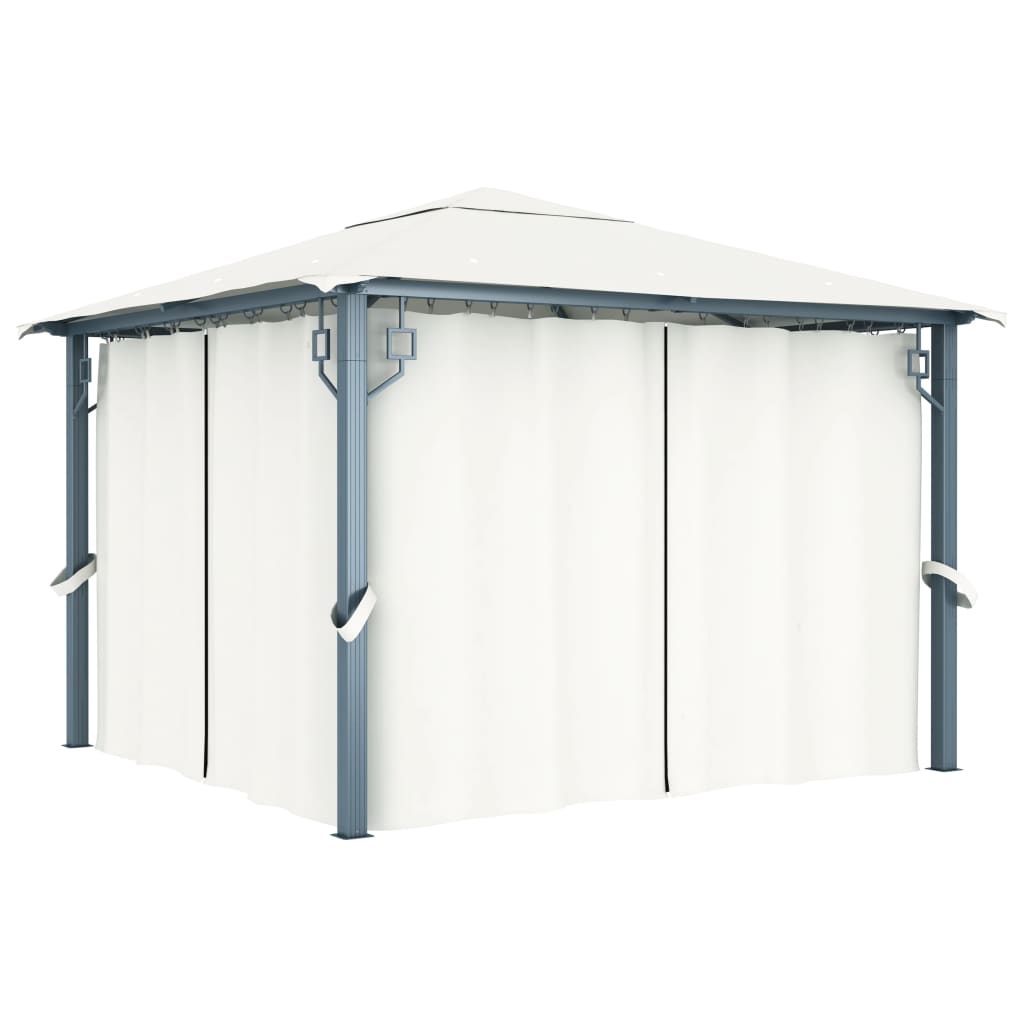 vidaXL Altana ogrodowa z zasłonami, 300 x 300 cm, kremowa, aluminium