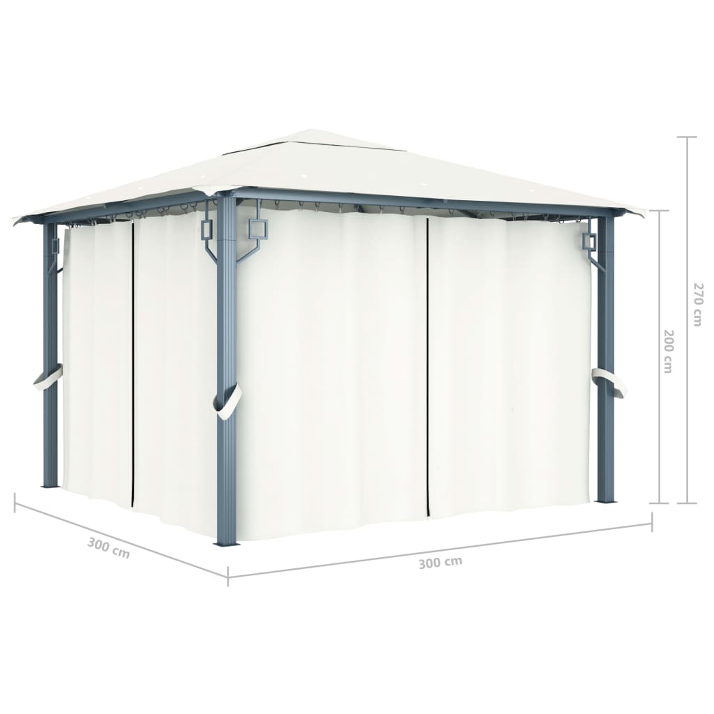 vidaXL Altana ogrodowa z zasłonami, 300 x 300 cm, kremowa, aluminium