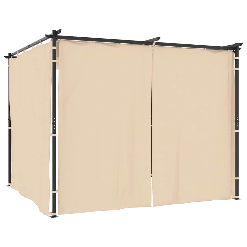 vidaXL Altana ogrodowa z zasłonami, 3 x 3 m, kremowa, stal