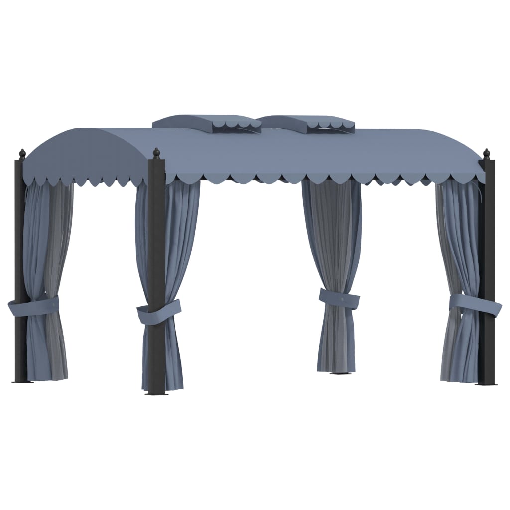 vidaXL Altana ogrodowa z zasłonami, 3 x 4 m, antracytowa, aluminium