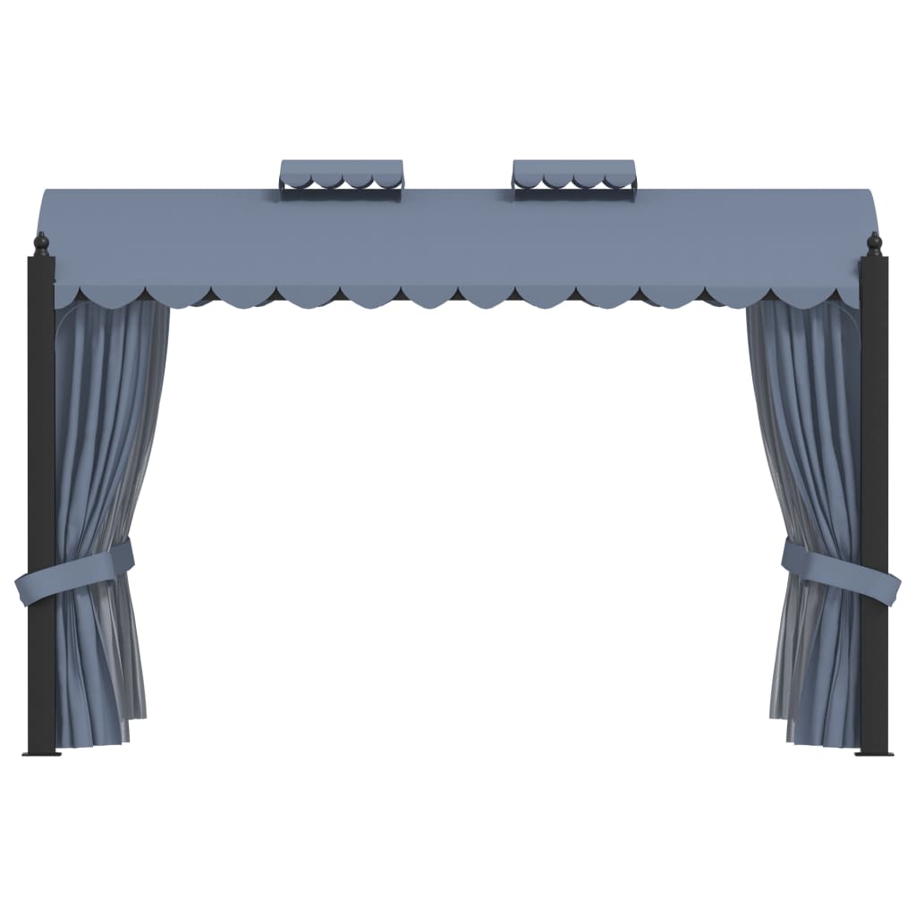 vidaXL Altana ogrodowa z zasłonami, 3 x 4 m, antracytowa, aluminium